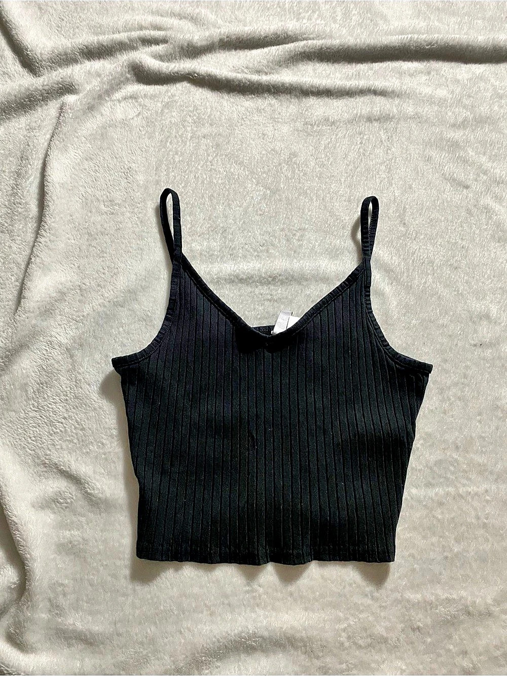 H&M Divided Ribbed Cami Crop Top Black Size Small